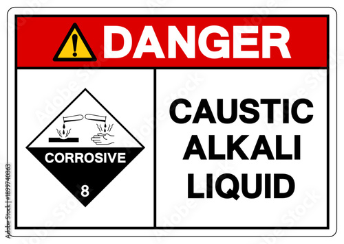 Danger Caustic Alkali Liquid Symbol Sign, Vector Illustration, Isolate On White Background, Label.EPS10