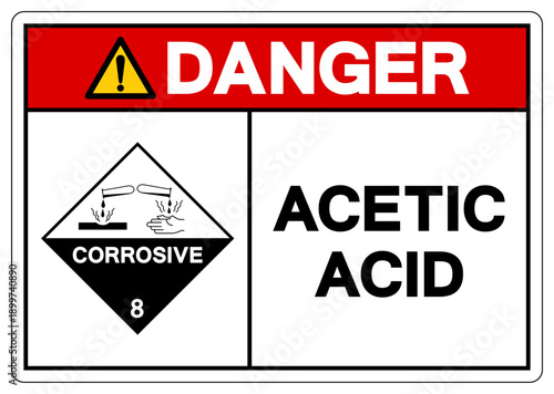 Danger Acetic Acid Symbol Sign, Vector Illustration, Isolate On White Background, Label.EPS10