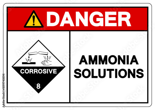 Danger Ammonia Solutions Symbol Sign, Vector Illustration, Isolate On White Background, Label.EPS10