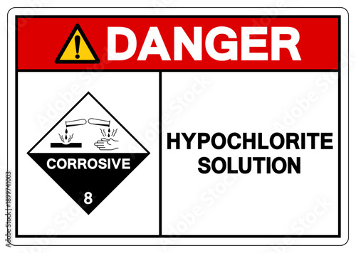 Danger Hypochlorite Solution Symbol Sign, Vector Illustration, Isolate On White Background, Label.EPS10