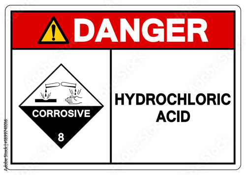 Danger Hydrochloric Acid Symbol Sign, Vector Illustration, Isolate On White Background, Label.EPS10