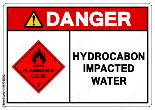 Danger Hydrocabon Impacted Water Symbol Sign, Vector Illustration, Isolate On White Background, Label.EPS10