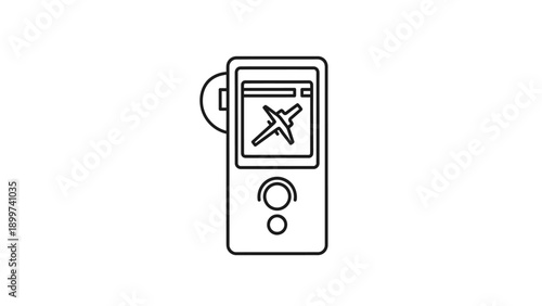 Handheld device with no access symbol line art icon