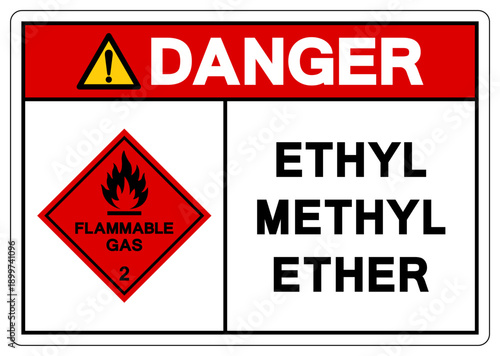Danger Ethyl Methyl Ether Symbol Sign, Vector Illustration, Isolate On White Background, Label.EPS10