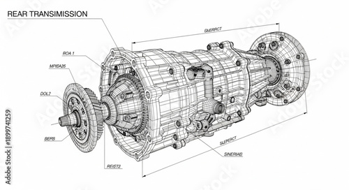 Automotive Car Transmission Mechanical Engineering Diagram.
