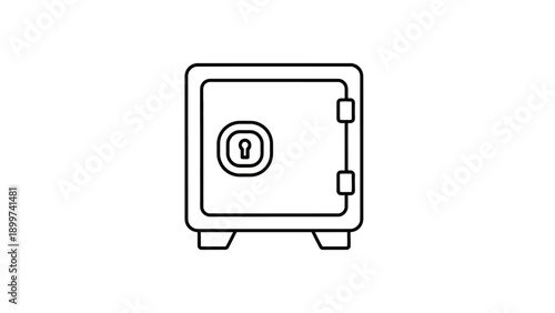 Minimalist safe strongbox icon with keyhole outline