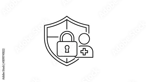 Secure user protection shield with padlock and add sign