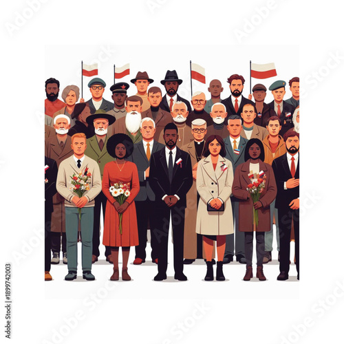 poland casimir pulaski day people commemorating hero flat vector icon