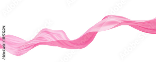 Sheer pink fabric flutters in the wind isolated on transparency background transparent cloth 3D render