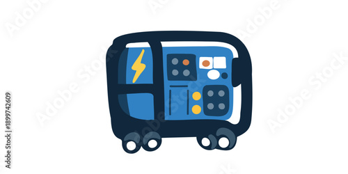 portable electric generator isolated flat vector design