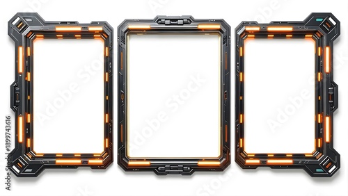 Futuristic Sci-Fi Frames with Orange Glowing Lights