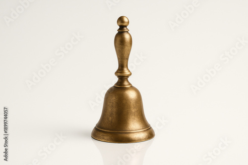 Vintage Brass Bell on White Background
