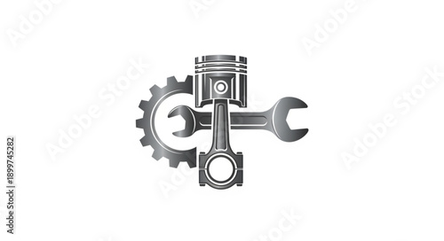 Automotive Engine Piston and Tools Icon.