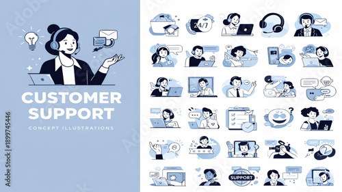 Customer Support Vector Pack – 24 Scenes