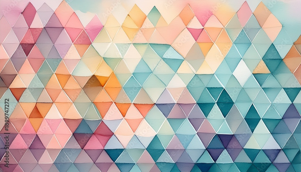 Obraz premium layered watercolor triangles soft pastel tones