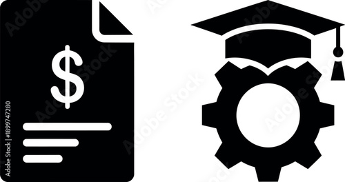 Education funding and mechanical training symbolized by icons