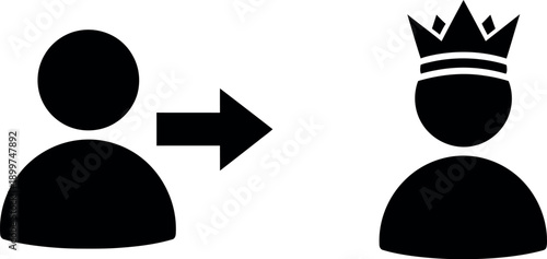 Transformation of a common person into a royal figure with a crown