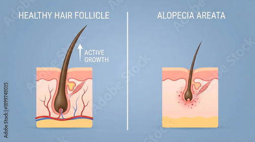 Healthy Hair Follicle vs Alopecia Areata Inflammation