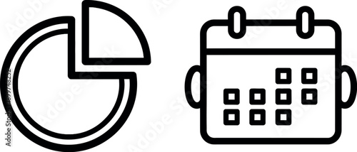 Icons representing analytics and scheduling for planning and data tracking purposes