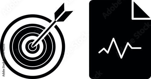 Targeting and data analysis represented through icons of a bullseye and graph
