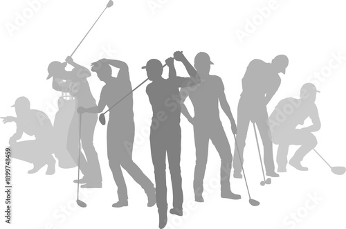 Silhouette golf player set....