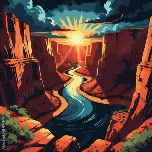 vector image of green canyon arizona in america