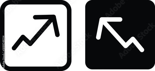 Upward And Downward Market Trend Icons Growth And Decline Arrows For Finance And Analytics.