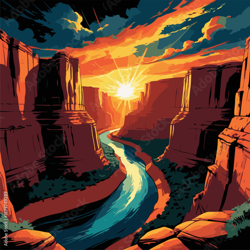 vector image of green canyon arizona in america