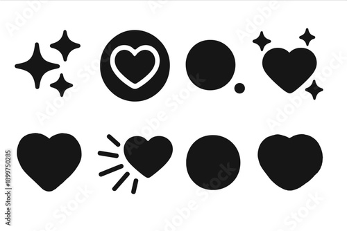 Love Light Icons. Love light aesthetics. Filled icon set of Love light aesthetics: soft love flare, glowing