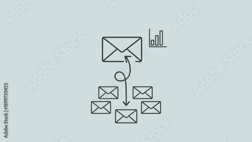 Email marketing campaign with distribution and analytics icons