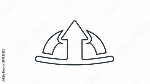 Growth arrow in hard hat outline icon