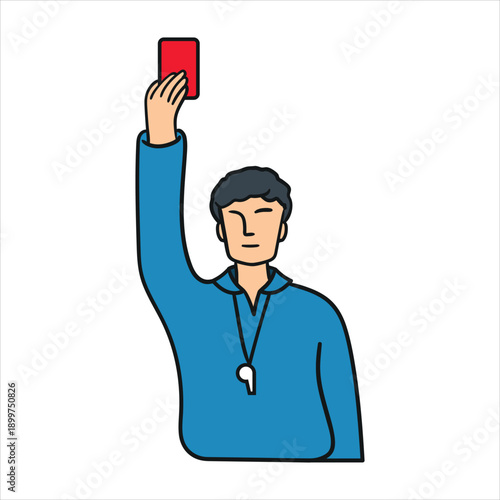 Referee showing red card icon vector