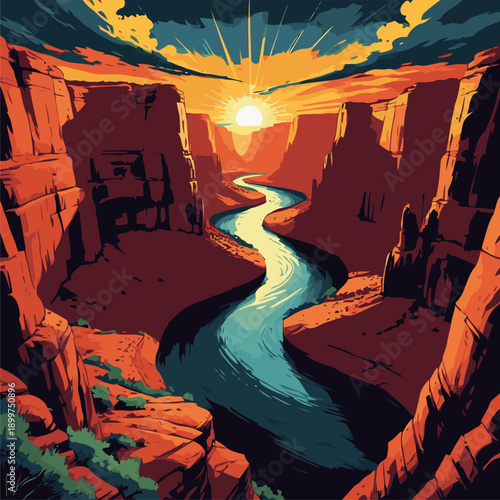 vector image of green canyon arizona in america