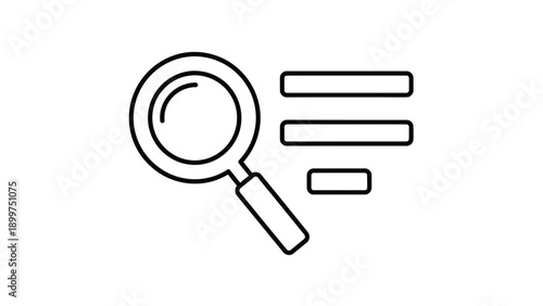 Magnifying glass with filter lines icon for search functions