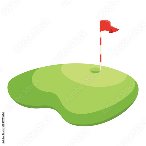Golf hole with flag vector illustration