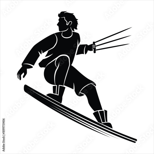 Man kitesurfing icon vector 