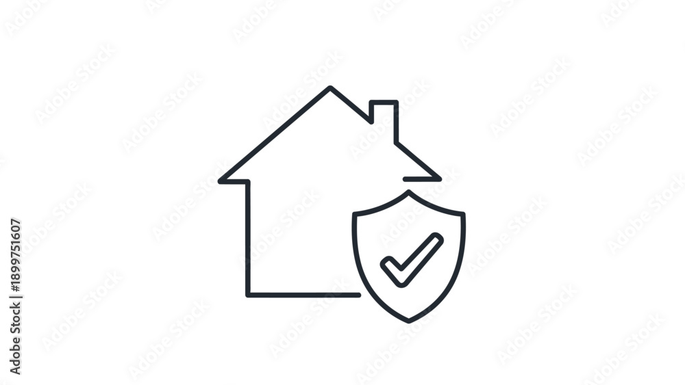 Obraz premium Secure home protection and insurance checkmark icon design