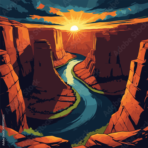 vector image of green canyon arizona in america