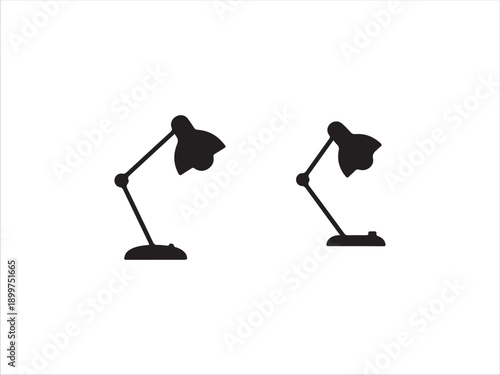 Two black desk lamps with adjustable arms on white background