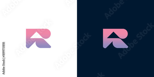 Letter R Logo Design with a Mountain Peak and Sunset Gradient, Creative and Modern Branding Idea