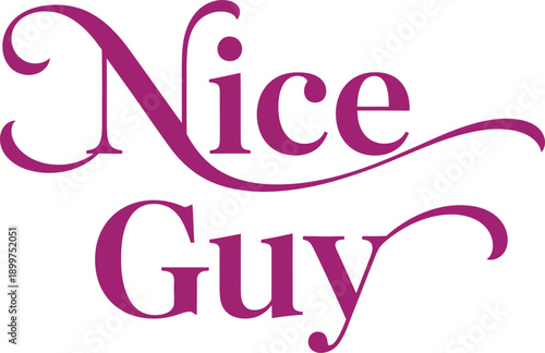 Bild auf Leinwand A stylized text logo reading Nice Guy in large purple letters on a white backgro