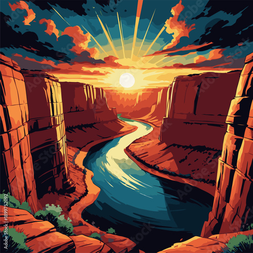 vector image of green canyon arizona in america
