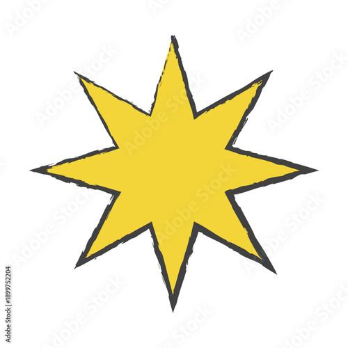 Star hand drawn crayon pencil sticker yellow vector element. Rough textured doodle stars in simple organic shapes. Elements for children, packaging, branding, decoration project