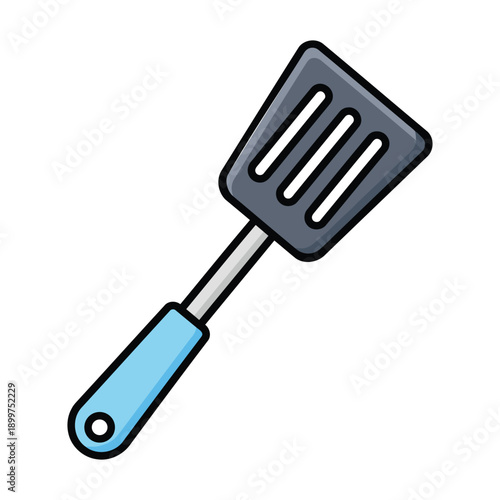 Slotted Spatula Turner Kitchen Utensil Icon Cartoon Vector Design