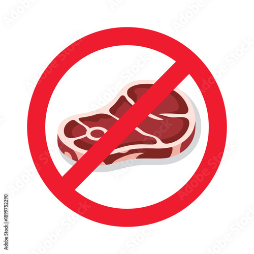 No Meat Sign Vector Illustration Forbidden Food Icon