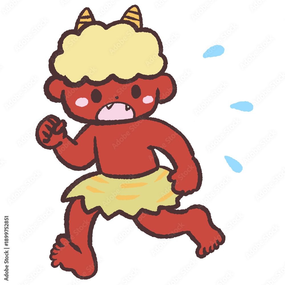 Naklejka premium 逃げる赤鬼のイラスト