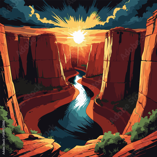 vector image of green canyon arizona in america