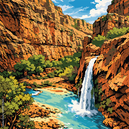 vector image of green canyon arizona in america