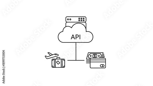 API cloud connecting travel and finance digital services