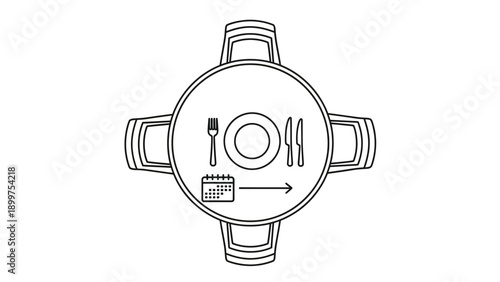 Dining table with meal reservation calendar icon